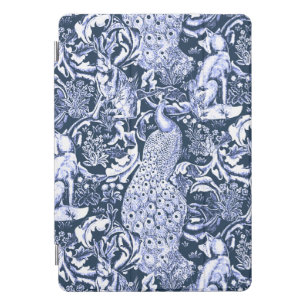 Art Nouveau Peacock Print, Navy and White iPad Pro Cover