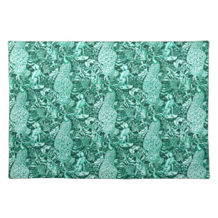 Art Nouveau Peacock Print, Turquoise and Aqua Placemat