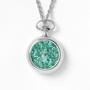 Art Nouveau Peacock Print, Turquoise and Aqua Watch