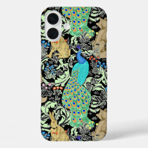 Art Nouveau Peacock Print, Turquoise & Neutrals iPhone 16 Plus Case