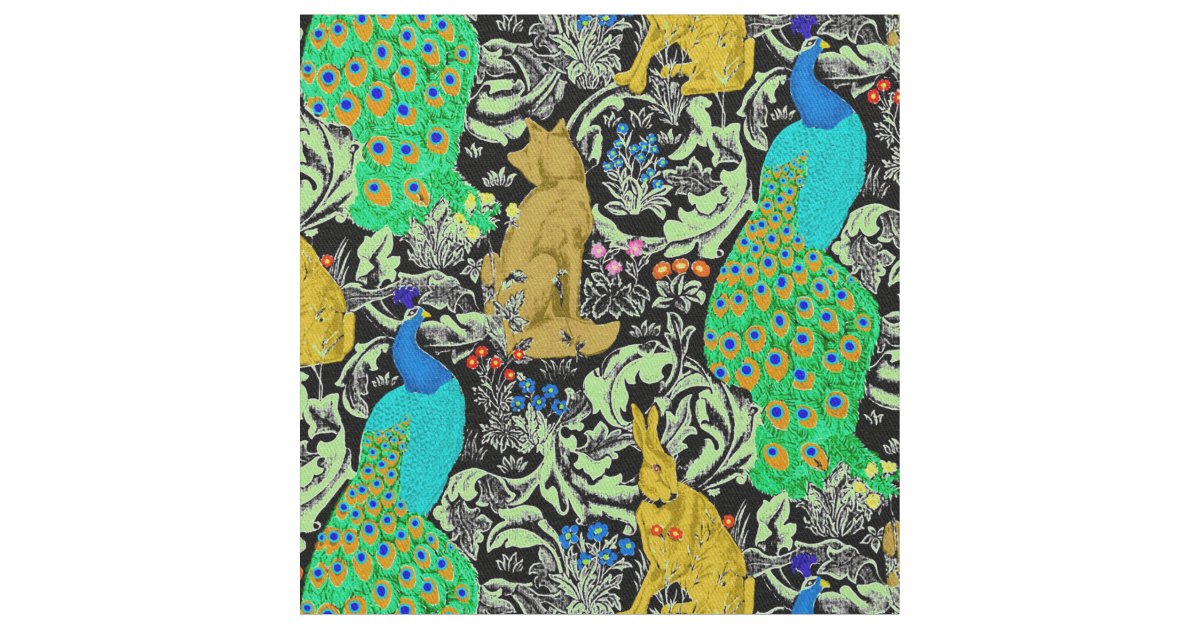 William Morris Iris and Lily, Indigo Blue Fabric