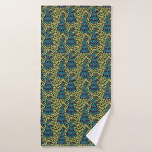Art Nouveau Peacock Seamless Pattern Vintage Bath Towel