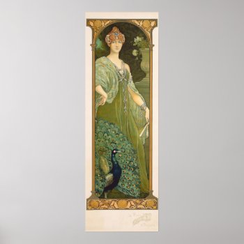Art Nouveau Peacock Vintage Design Sonrel Poster by elizme1 at Zazzle