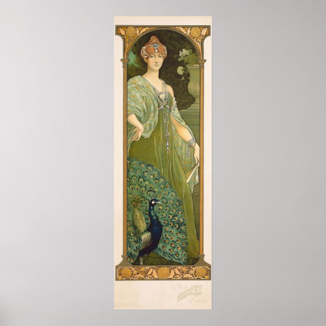 Art Nouveau Peacock Vintage Design Sonrel Poster (Front)