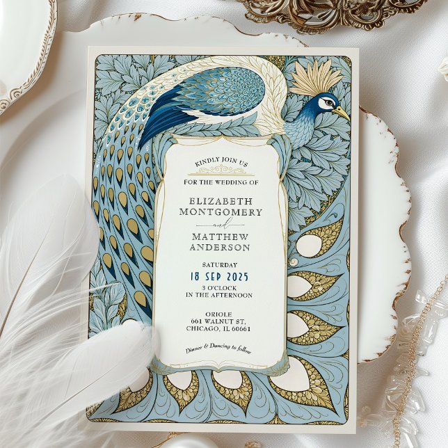 Art Nouveau Peacock Wedding Invitation (Creator Uploaded)