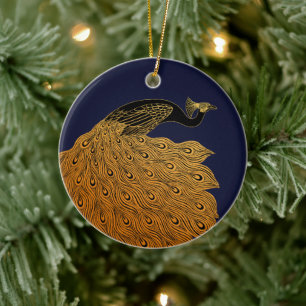 Art Nouveau Peacock Will Bradley Ceramic Ornament