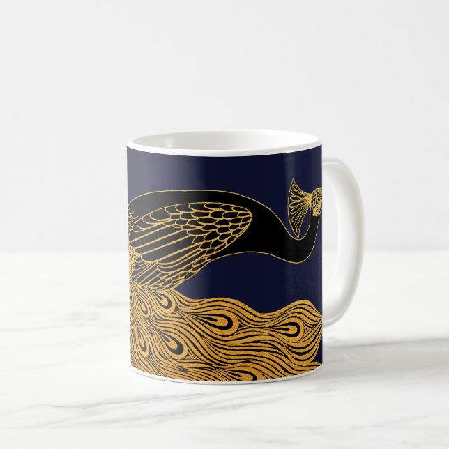 Art Nouveau Peacock Will Bradley Coffee Mug (Front Right)