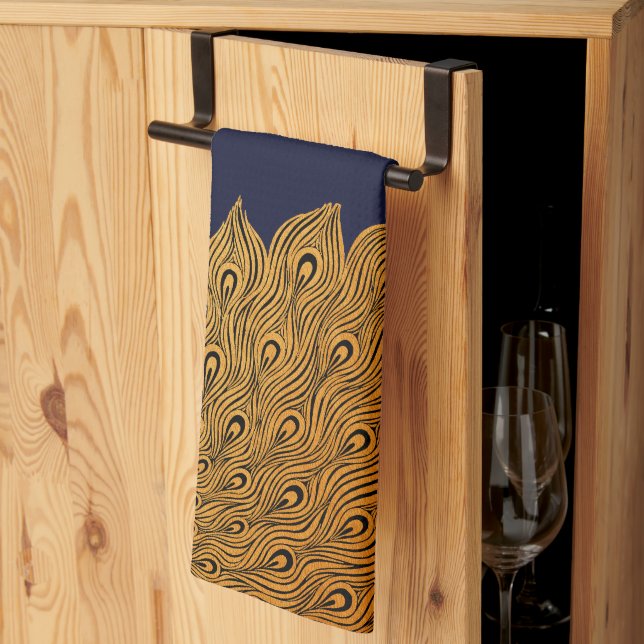 Art Nouveau Peacock Will Bradley Kitchen Towel (Thirds Fold)