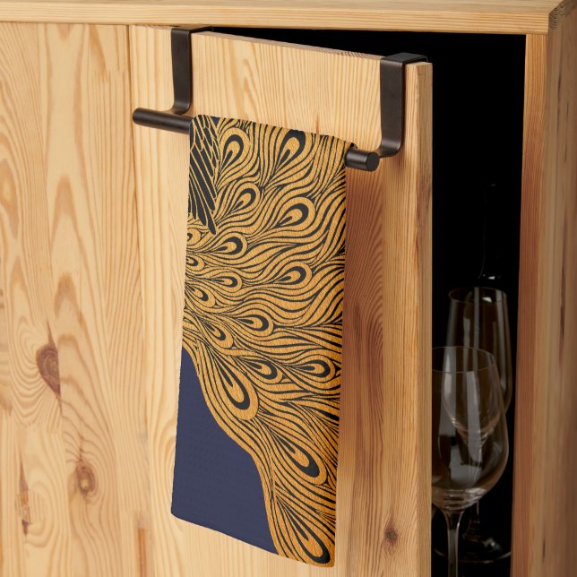 Art Nouveau Peacock Will Bradley Kitchen Towel (Thirds Fold)