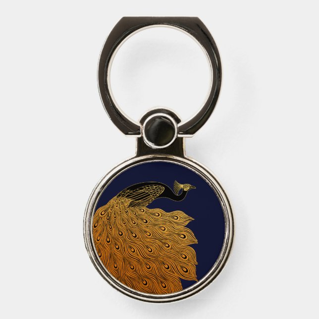 Art Nouveau Peacock Will Bradley Phone Ring Stand (Front)