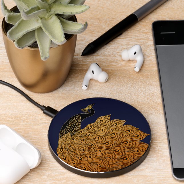 Art Nouveau Peacock Will Bradley Wireless Charger (Desk 2)