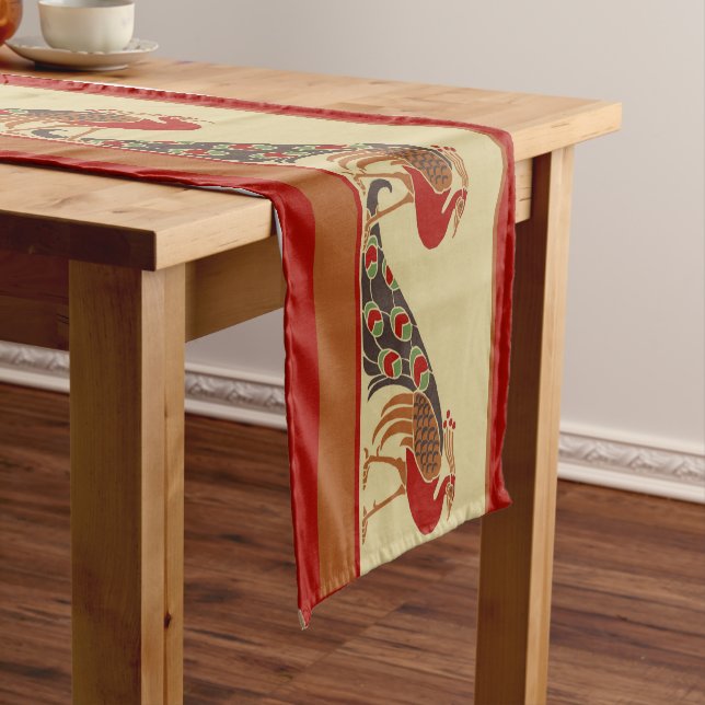 Art Nouveau Peacocks 14" X 72" Table Runner (In Situ)