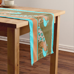 Art Nouveau Peacocks 14" X 72" Table Runner