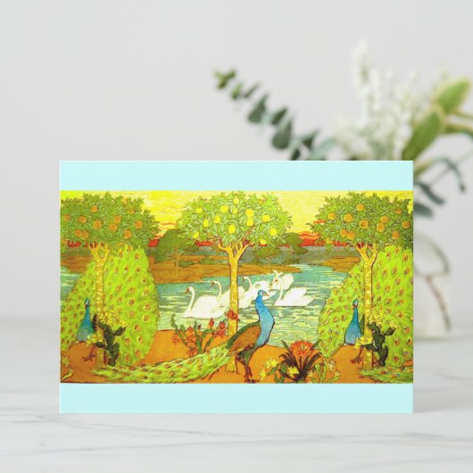 Art Nouveau Peacocks and Swans (Standing Front)