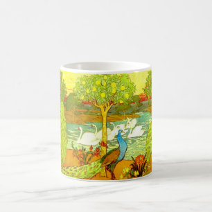 Art Nouveau Peacocks and Swans Coffee Mug