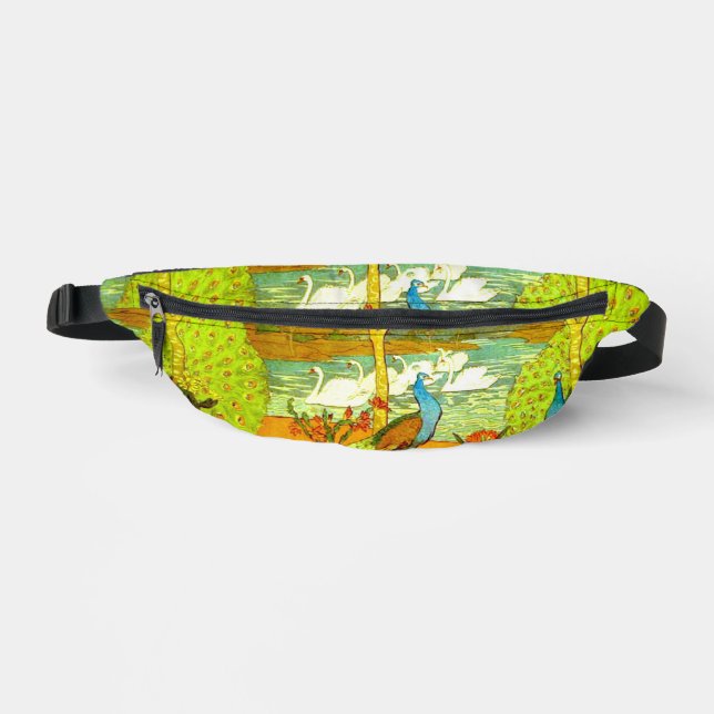 Art Nouveau Peacocks and Swans Fanny Pack (Front)