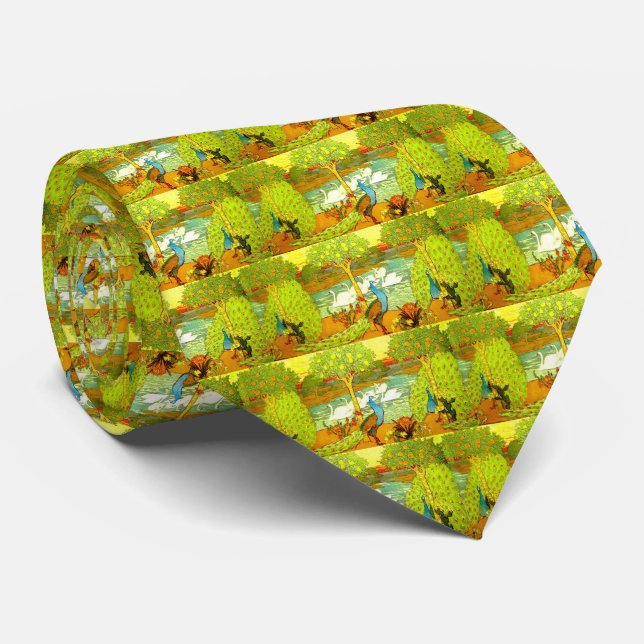 Art Nouveau Peacocks and Swans Tie (Rolled)