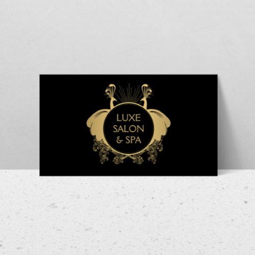 Art Nouveau Peacocks Logo GoldBlack Business Card