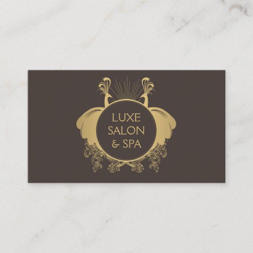 Art Nouveau Peacocks Logo GoldBrown Business Card