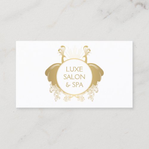 Art Nouveau Peacocks Logo GoldWhite Business Card