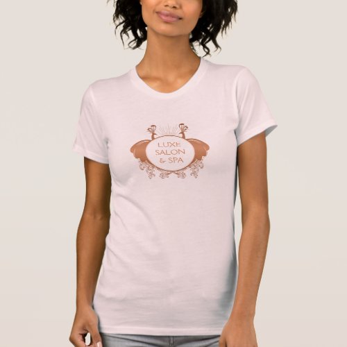 Art Nouveau Peacocks Logo Rose GoldPink T_Shirt