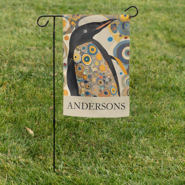 Art Nouveau Penguin  Garden Flag (In SItu)