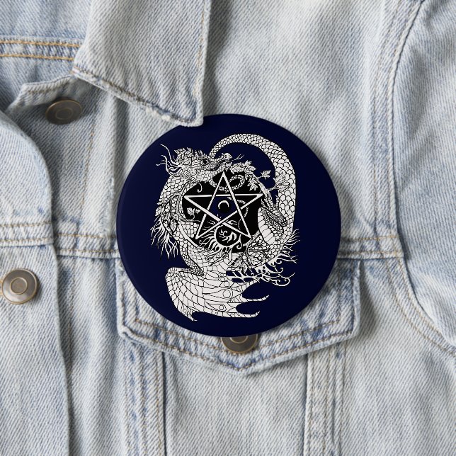 Art Nouveau Pentacle Dragon~button Button (In Situ)