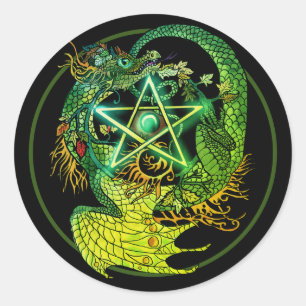 Art Nouveau pentacle dragon Classic Round Sticker