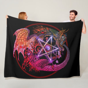 Art Nouveau Pentacle Dragon  Fleece Blanket