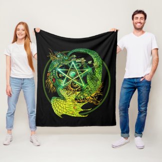 Art Nouveau Pentacle Dragon  Fleece Blanket