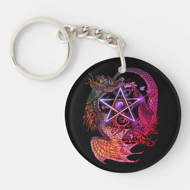 Art Nouveau Pentacle Dragon~keychain Keychain (Front)