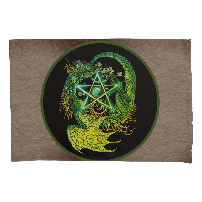 Art Nouveau Pentacle Dragon Pillow Case (Front)