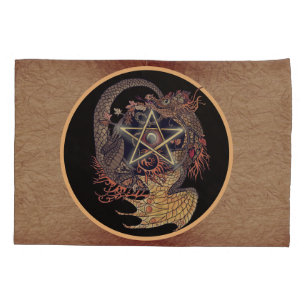 Art Nouveau Pentacle Dragon Pillow Case