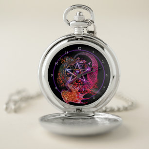Art Nouveau Pentacle Dragon Pocket Watch