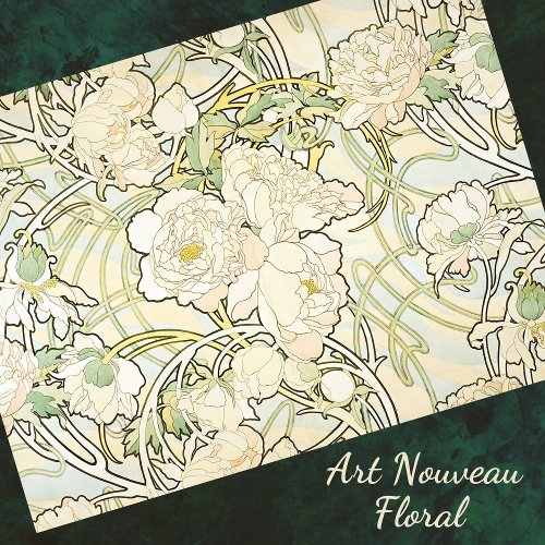 ART NOUVEAU PEONIES BY MUCHA TISSUE PAPER