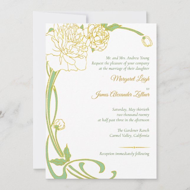 Art Nouveau Peony Invitation (Front)