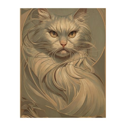 Art Nouveau Persian Cat Oil Painting