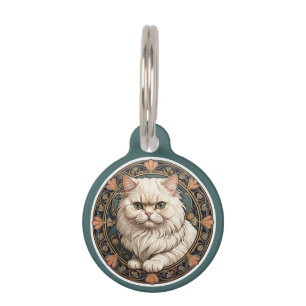 Art Nouveau Persian Cat Personalize Pet ID Tag