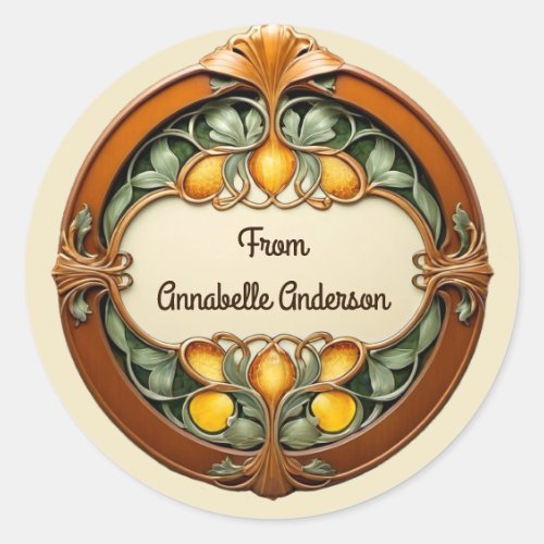 Art Nouveau Personalize Classic Round Sticker