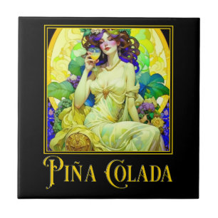 Art Nouveau Pina Colada Ceramic Tile