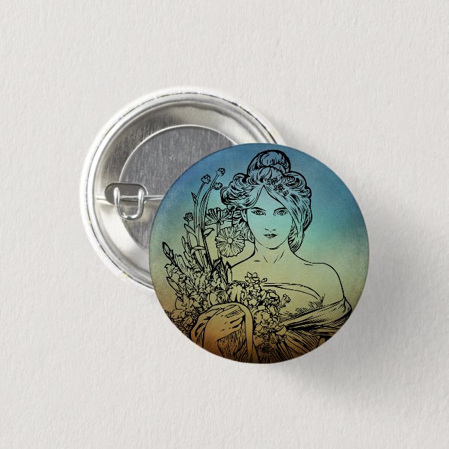 Art Nouveau Pinback Button (Front & Back)