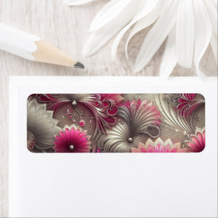 Art Nouveau Pink and Silver Fans Label