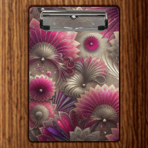 Art Nouveau Pink and Silver Fans Mini Clipboard