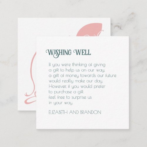 Art Nouveau Pink Butterfly Wedding Wishing Well Enclosure Card