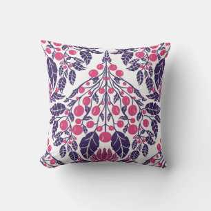 Art Nouveau Pink & Purple-Vintage Floral Scallop Throw Pillow