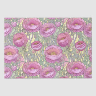 Art Nouveau pink ranunculus Tissue Paper