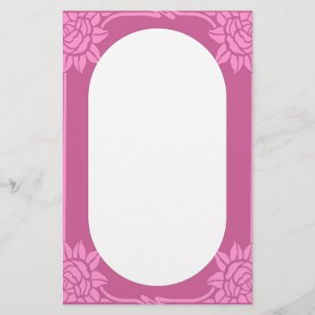 Art Nouveau Pink Roses Stationery by Cardgallery at Zazzle