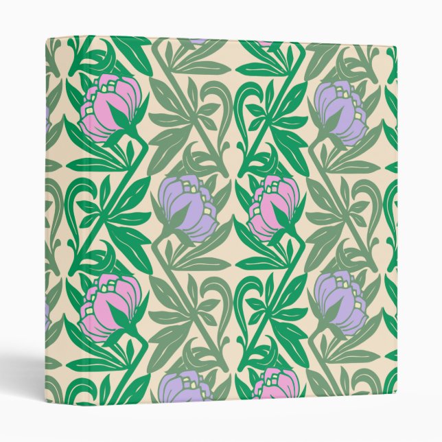 Art Nouveau pink water lilies damask Binder (Front/Spine)