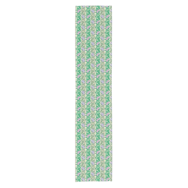 Art Nouveau pink water lilies damask Short Table Runner (Front)