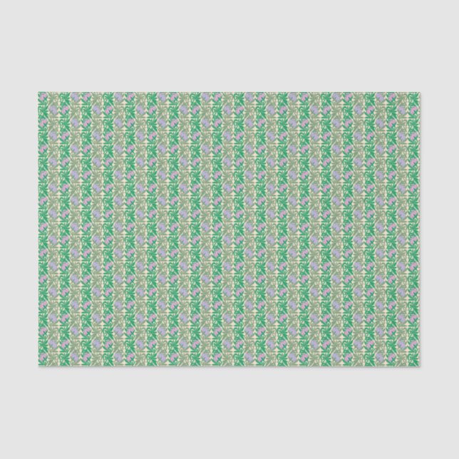 Art Nouveau pink water lilies damask Tissue Paper (Front)